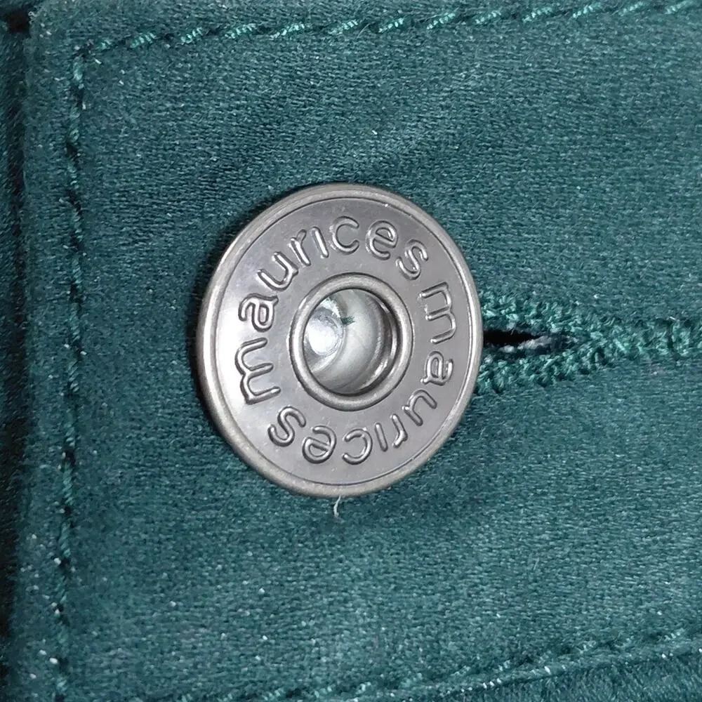 Maurices Embroidery Dark Green Stretch Skinny Jeans Denim Women Size M